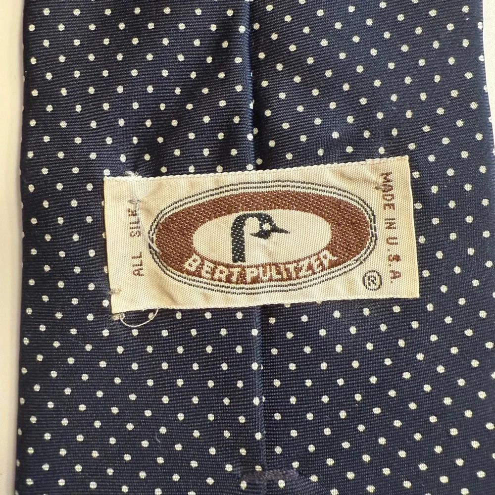 Bert Pulitzer Vintage Silk‎ Tie Navy White Polka Dots Classic Suiting Office